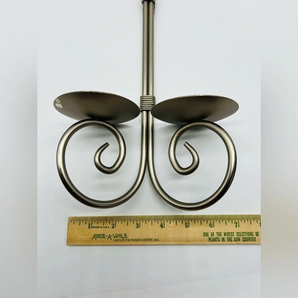 Silver 14” wall flat lay 2 candle holder wall sconces